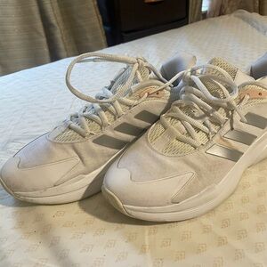 Adidas Cream and Silver Athletic Shoes